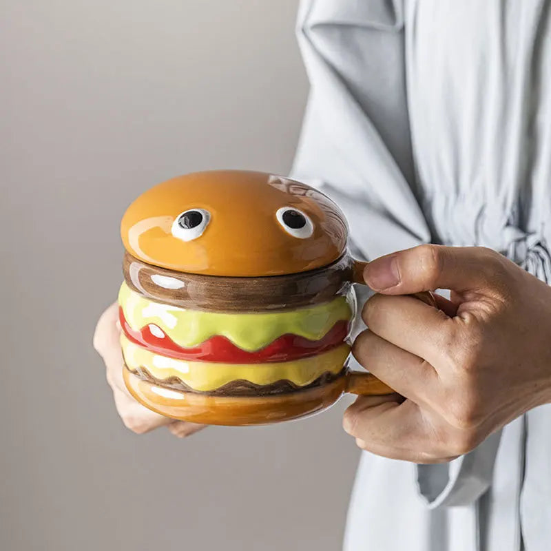 Hamburger Mug with Lid
