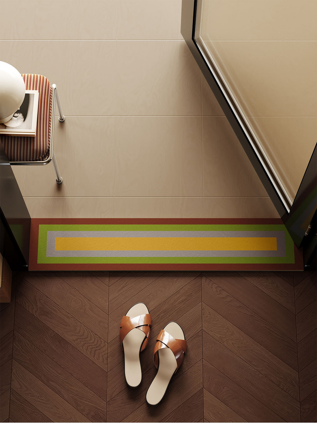 Retro Square Gradient Pattern Narrow Door Mat