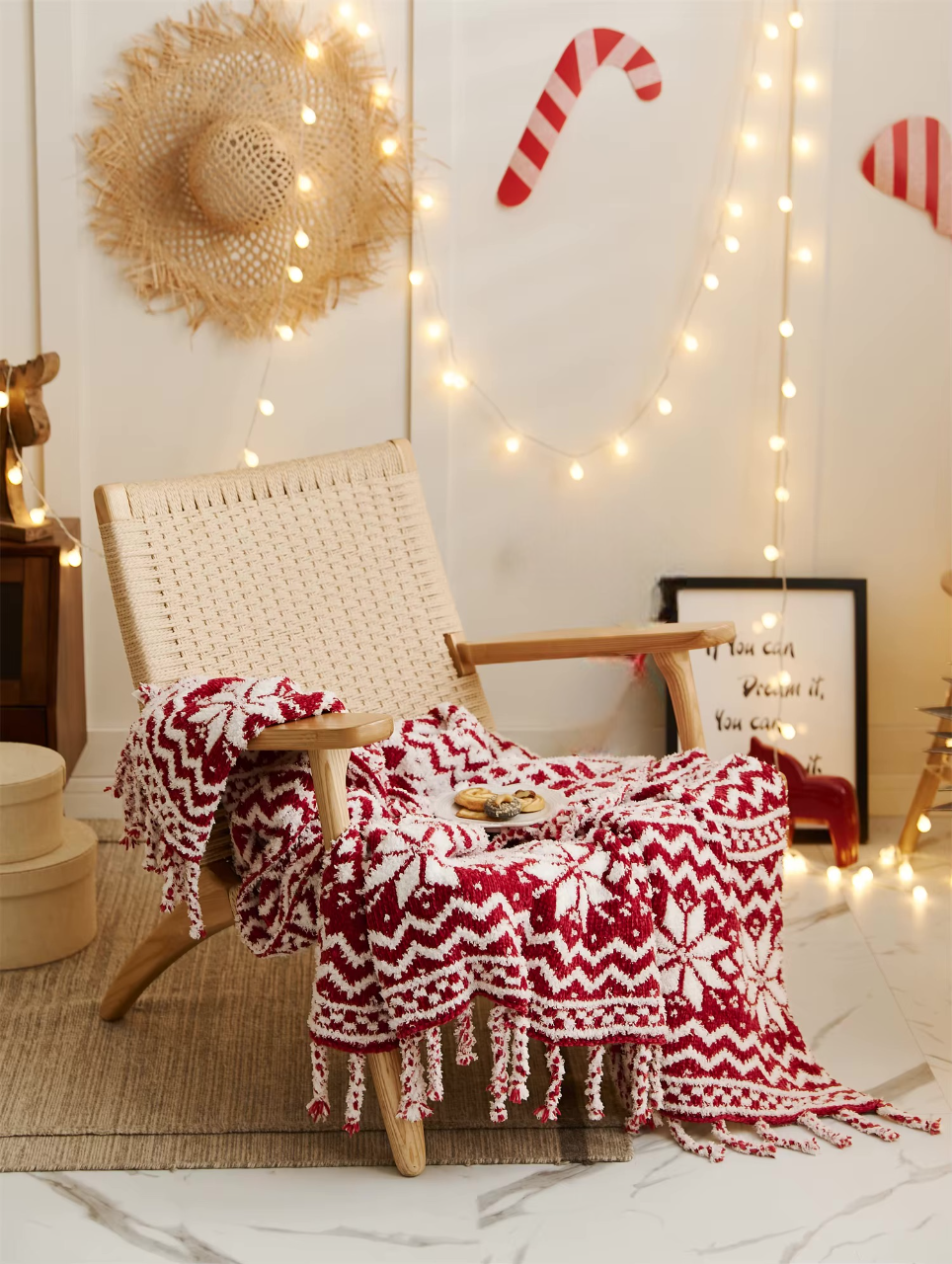 Winter Wonderland Knit Throw Blanket with Fringes