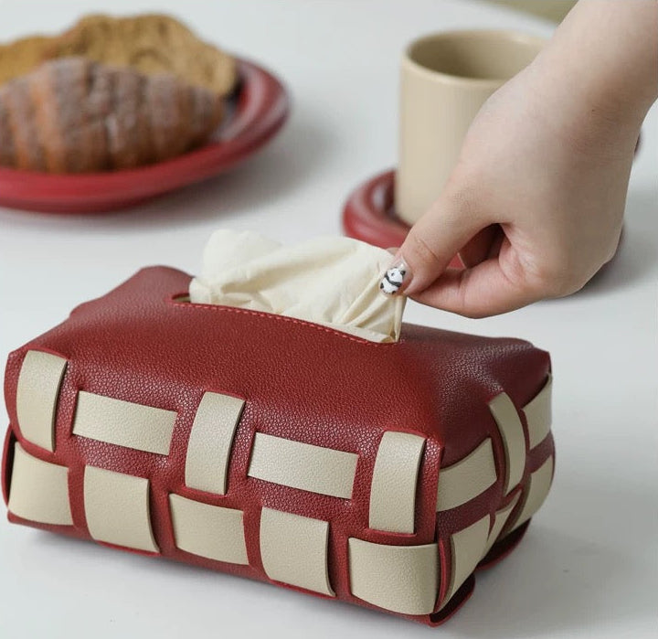 Leather Color Block Tissue Cover