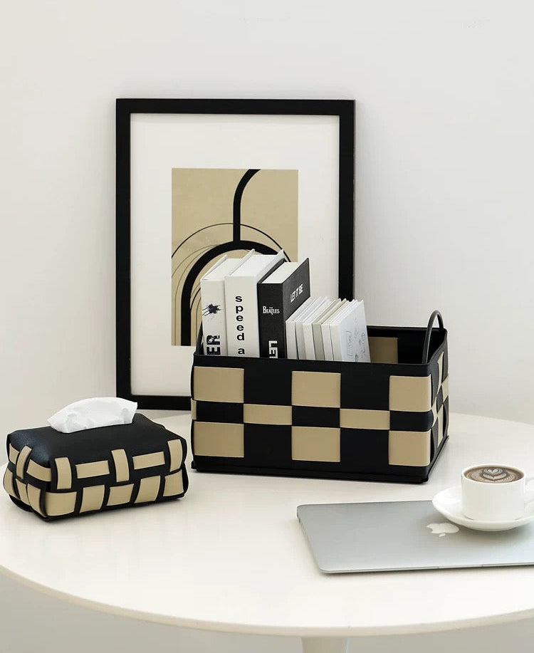 Leather Color Block Tissue Cover