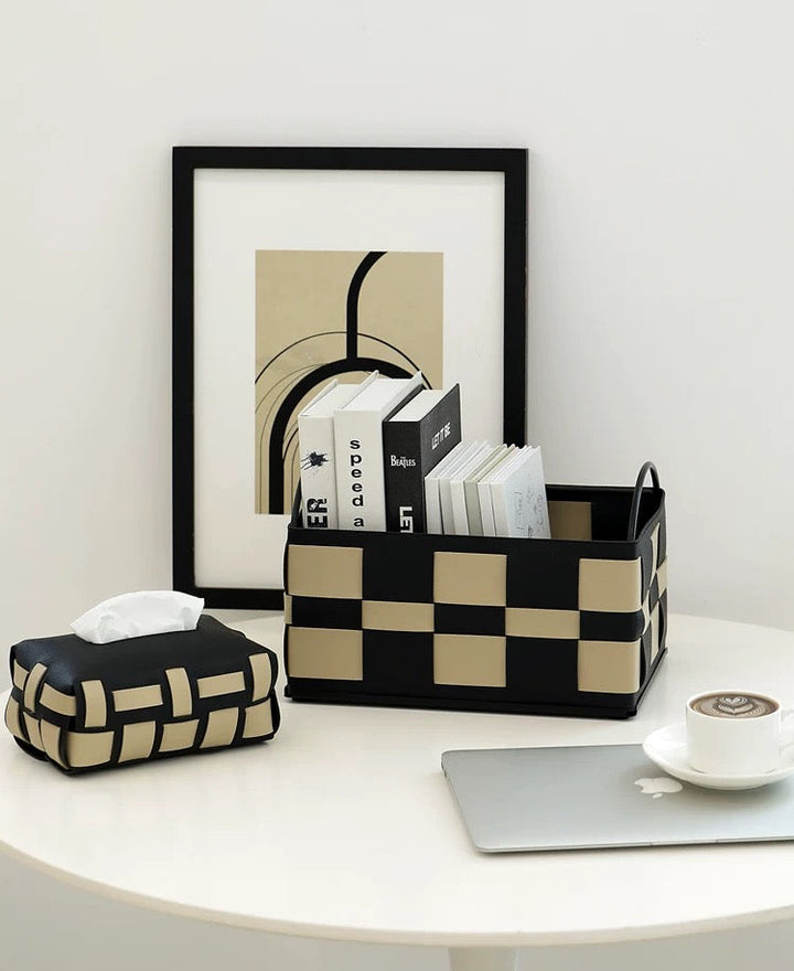 Leather Color Block Tissue Cover