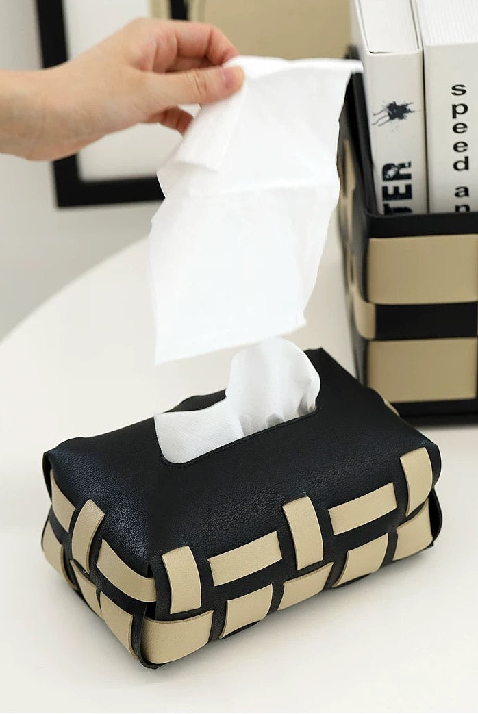 Leather Color Block Tissue Cover