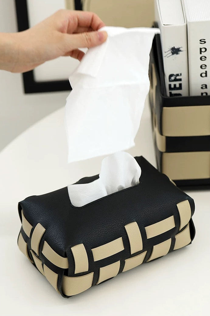 Leather Color Block Tissue Cover