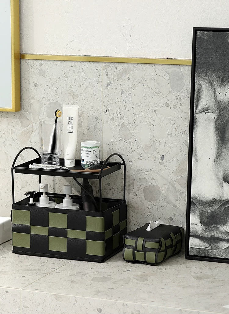 Leather Color Block Tissue Cover
