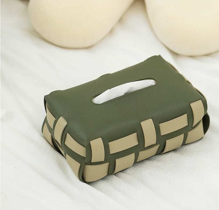 Leather Color Block Tissue Cover