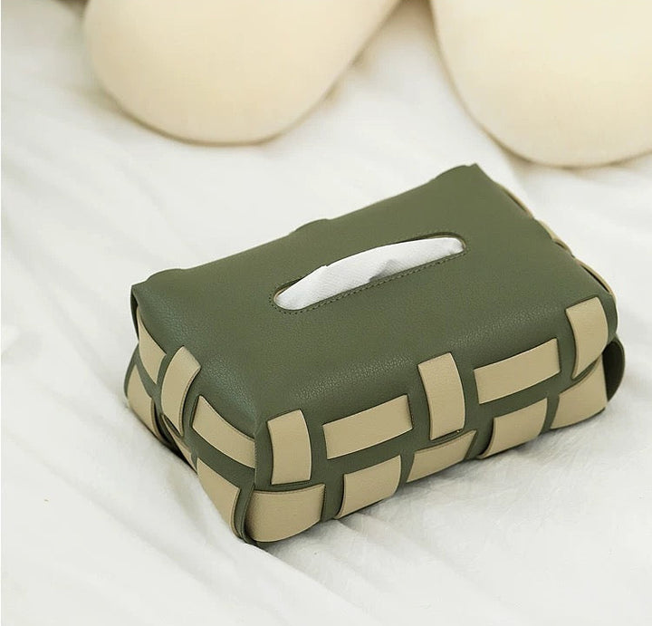 Leather Color Block Tissue Cover