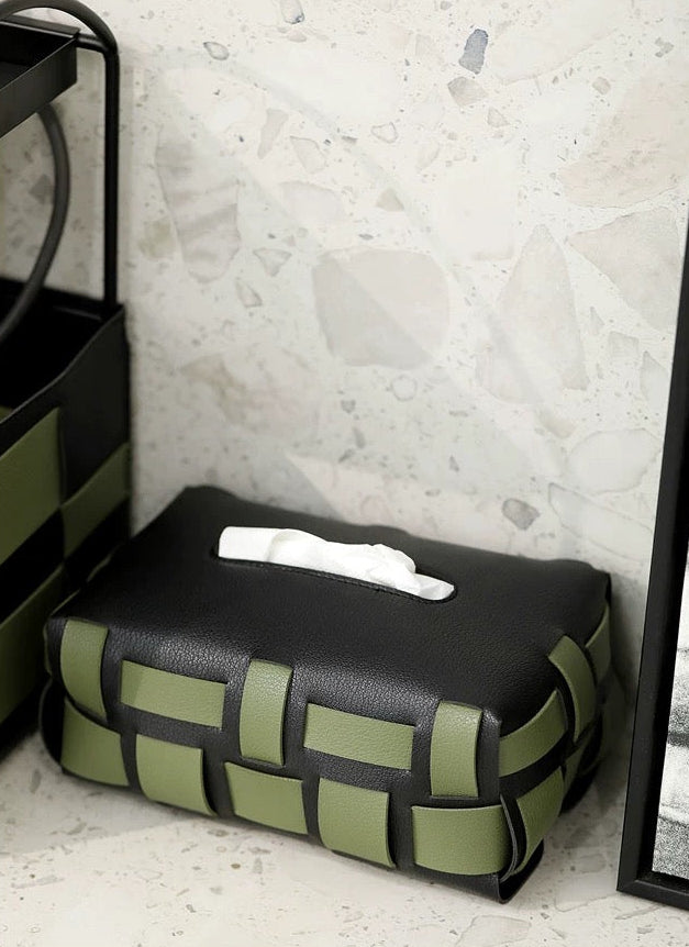 Leather Color Block Tissue Cover