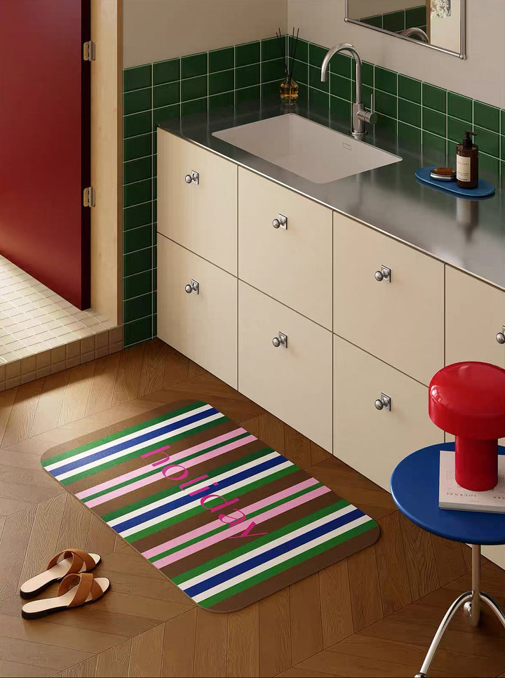Striped Colorful Holiday Bathroom Mat