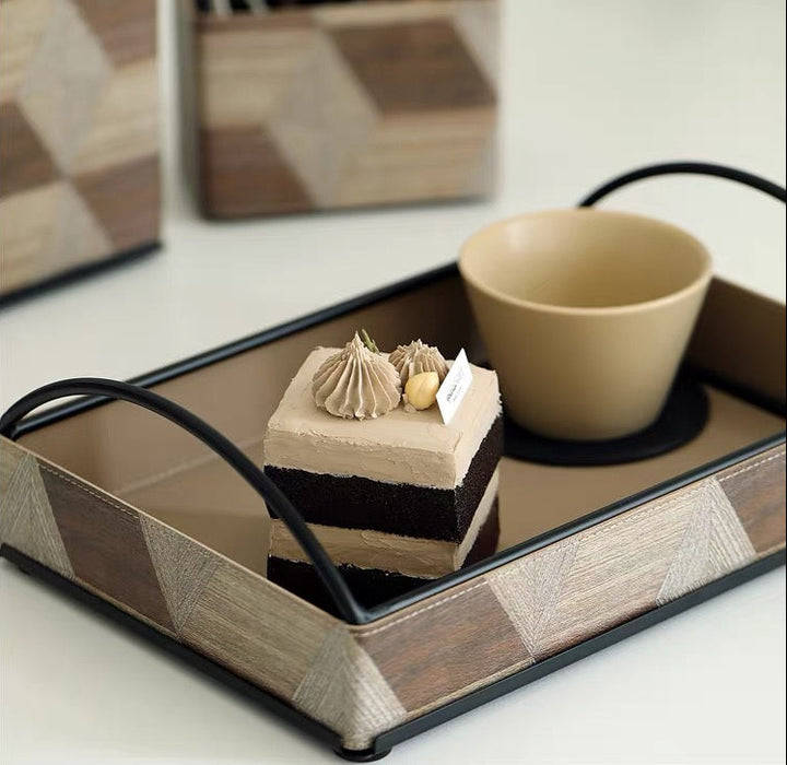 Wood Style Leather Basket Set