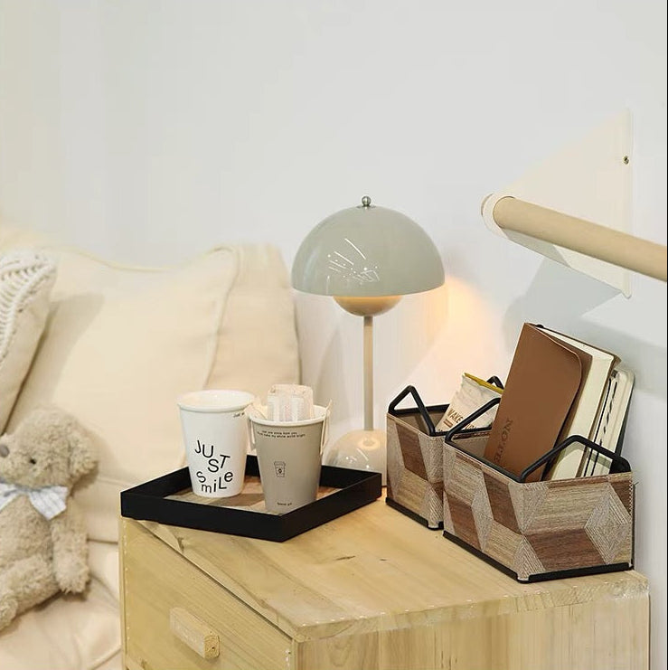 Wood Style Leather Basket Set