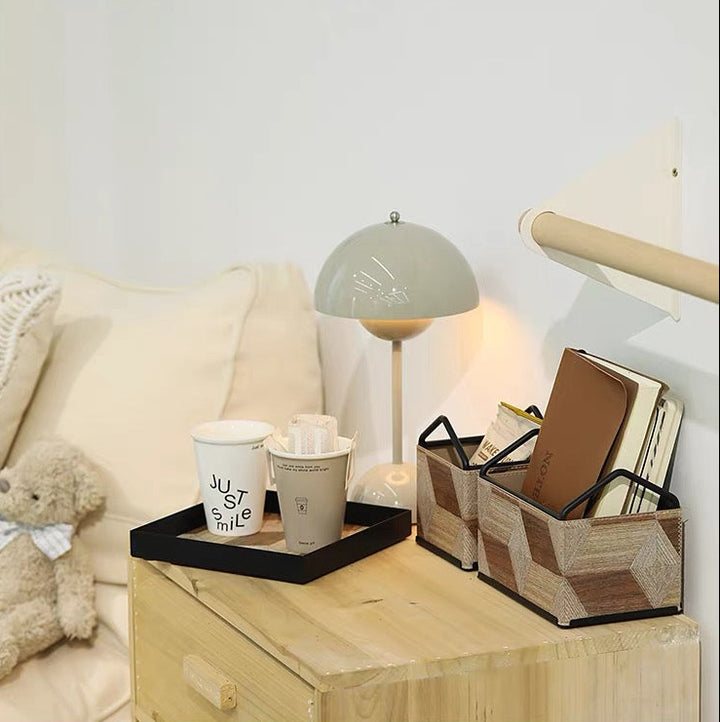 Wood Style Leather Basket Set