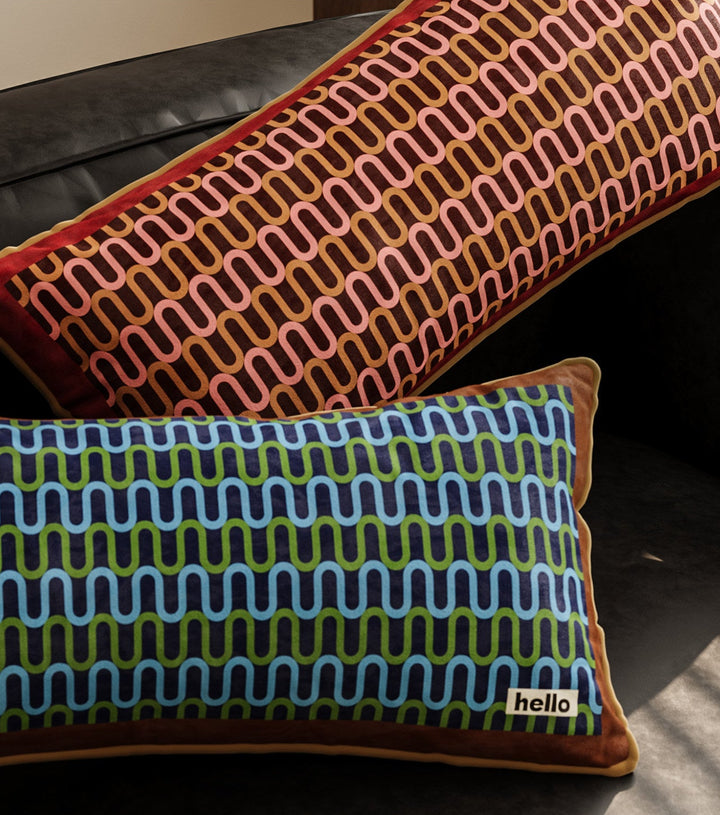 Wavy Hello Lined Lumbar Pillows
