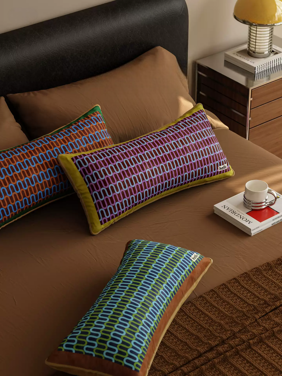 Wavy Hello Lined Lumbar Pillows
