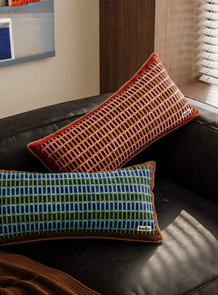 Wavy Hello Lined Lumbar Pillows