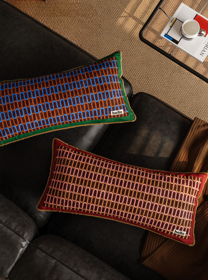 Wavy Hello Lined Lumbar Pillows