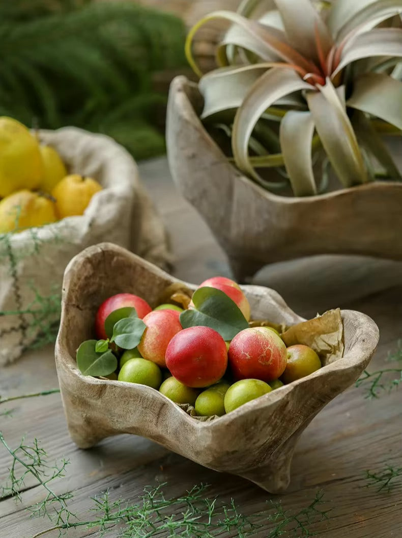 Wood Irregular Shape Bowl with Legs