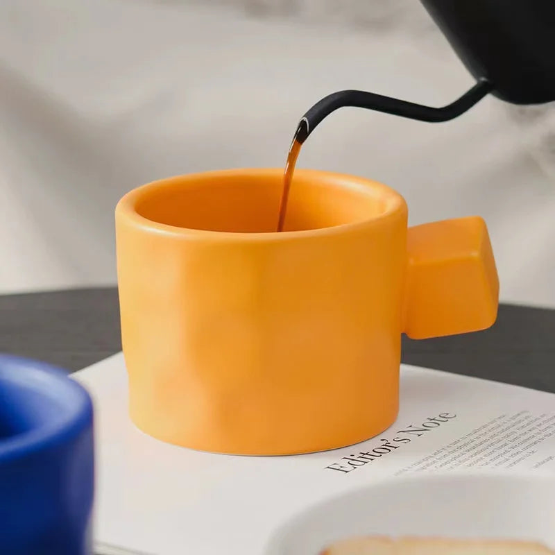 Textured Mug with Cube Handle