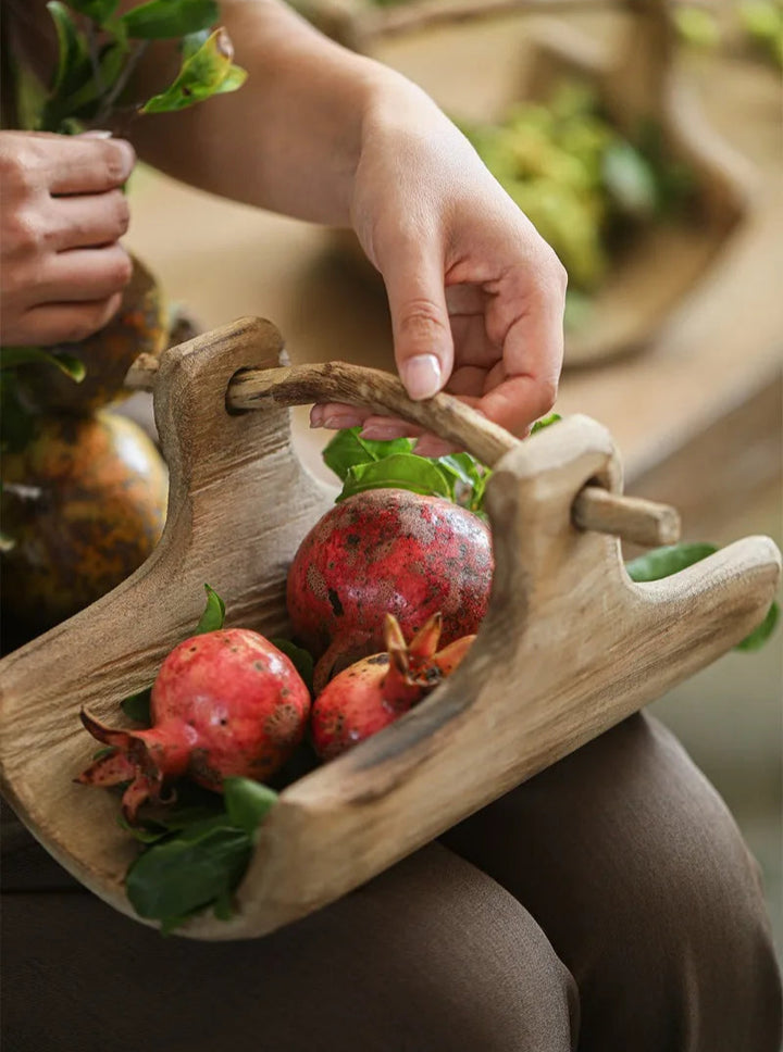 Wooden Basket-Style Tray