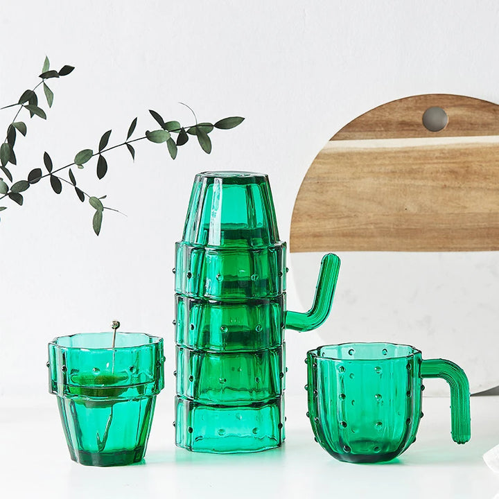 Green Cactus Glassware Set