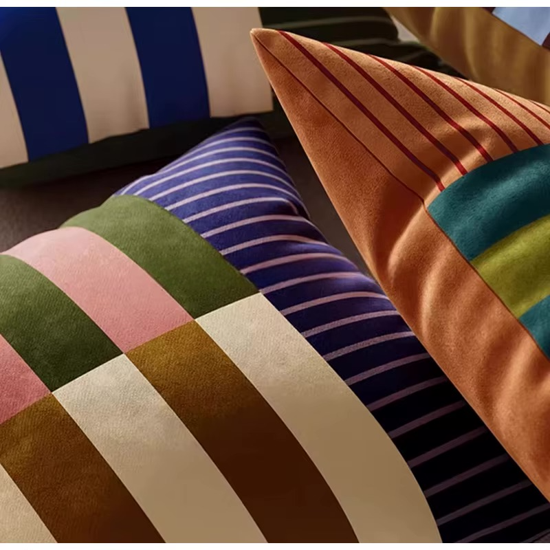 Retro Colorful Stripe Pillow Cases