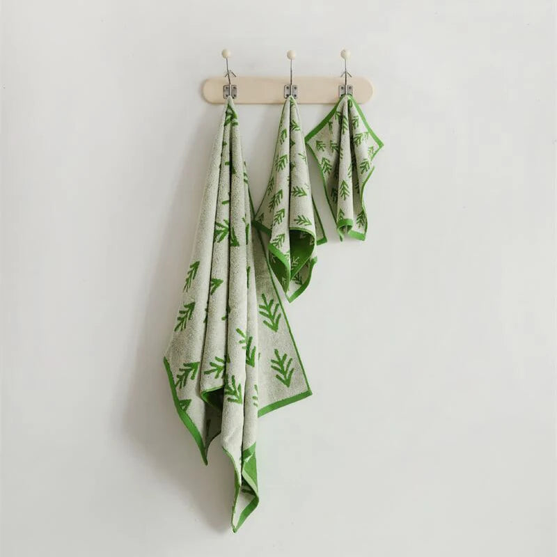 Green Pine Leaves Towels