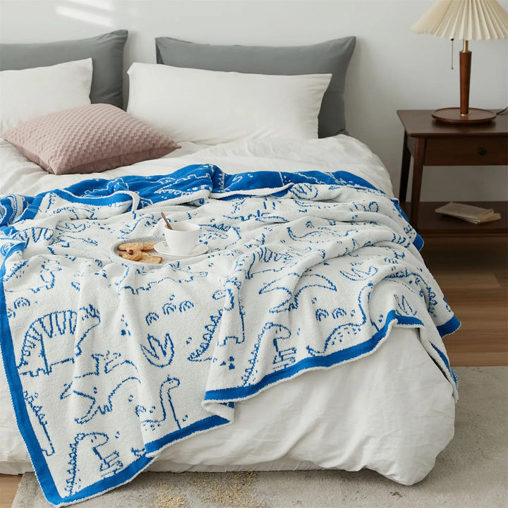 Dinosaur Cartoon Pattern Throw Blanket