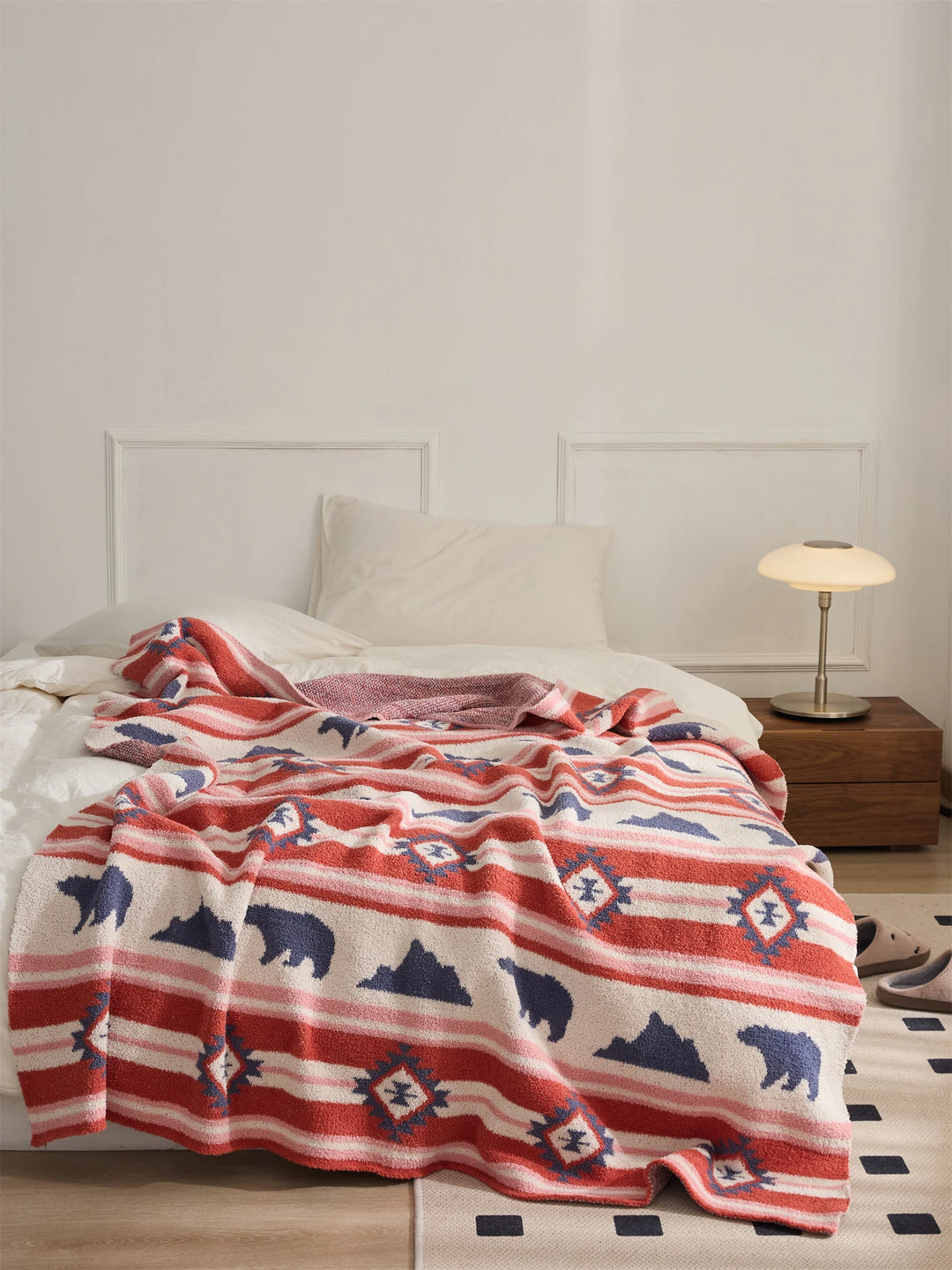Ethnic Bear & Mountain Throw Blanket
