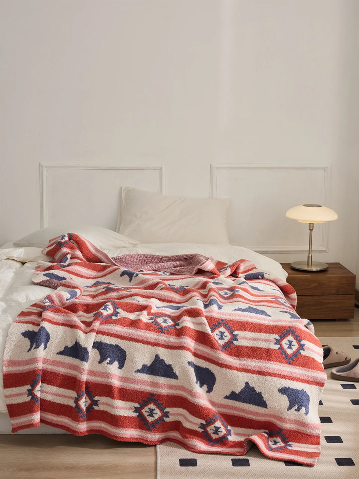 Ethnic Bear & Mountain Throw Blanket