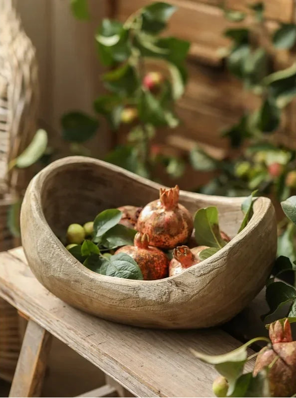 Wooden Ship-Shaped Fruit Bowl