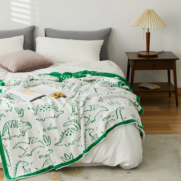 Dinosaur Cartoon Pattern Throw Blanket