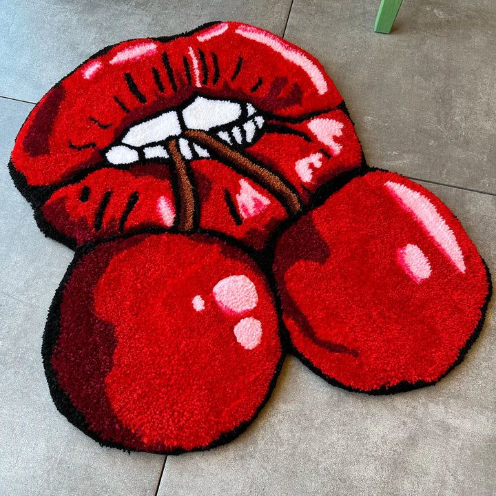 Big Mouth Cherry Rug | Red Cherry Rug | itsdecorszn