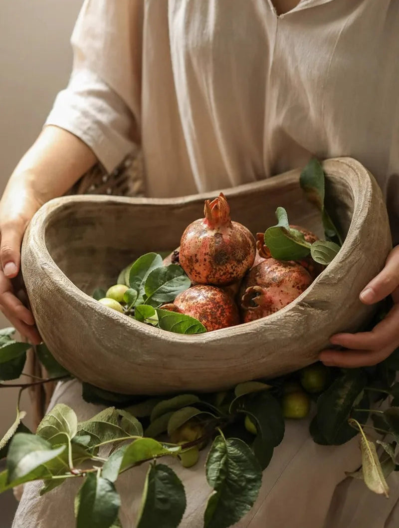 Wooden Ship-Shaped Fruit Bowl