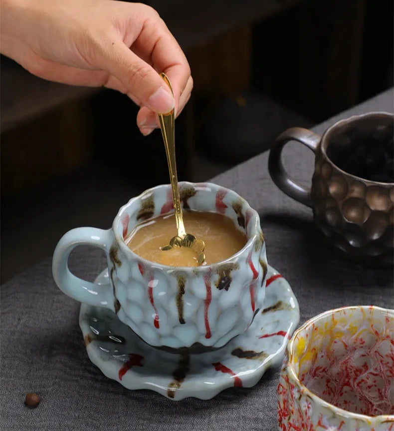 Distressed Ink Mug & Saucer Set