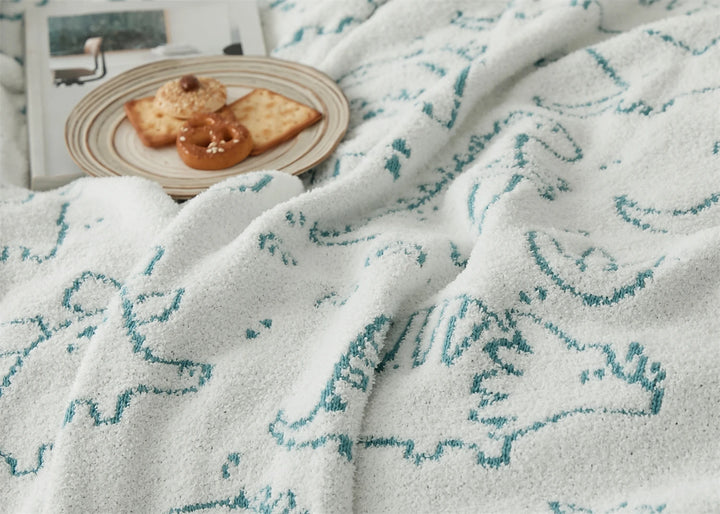 Dinosaur Cartoon Pattern Throw Blanket