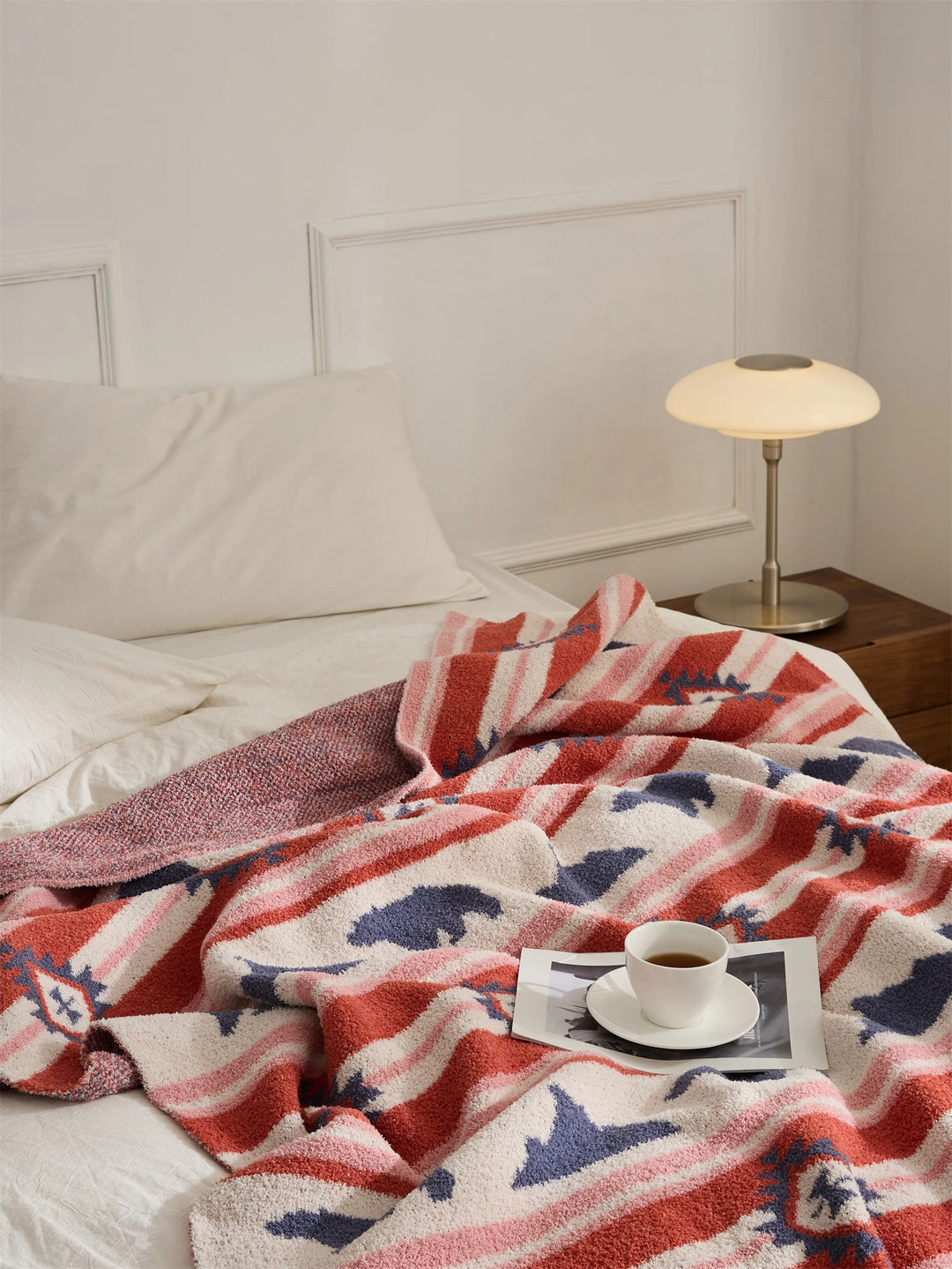 Ethnic Bear & Mountain Throw Blanket