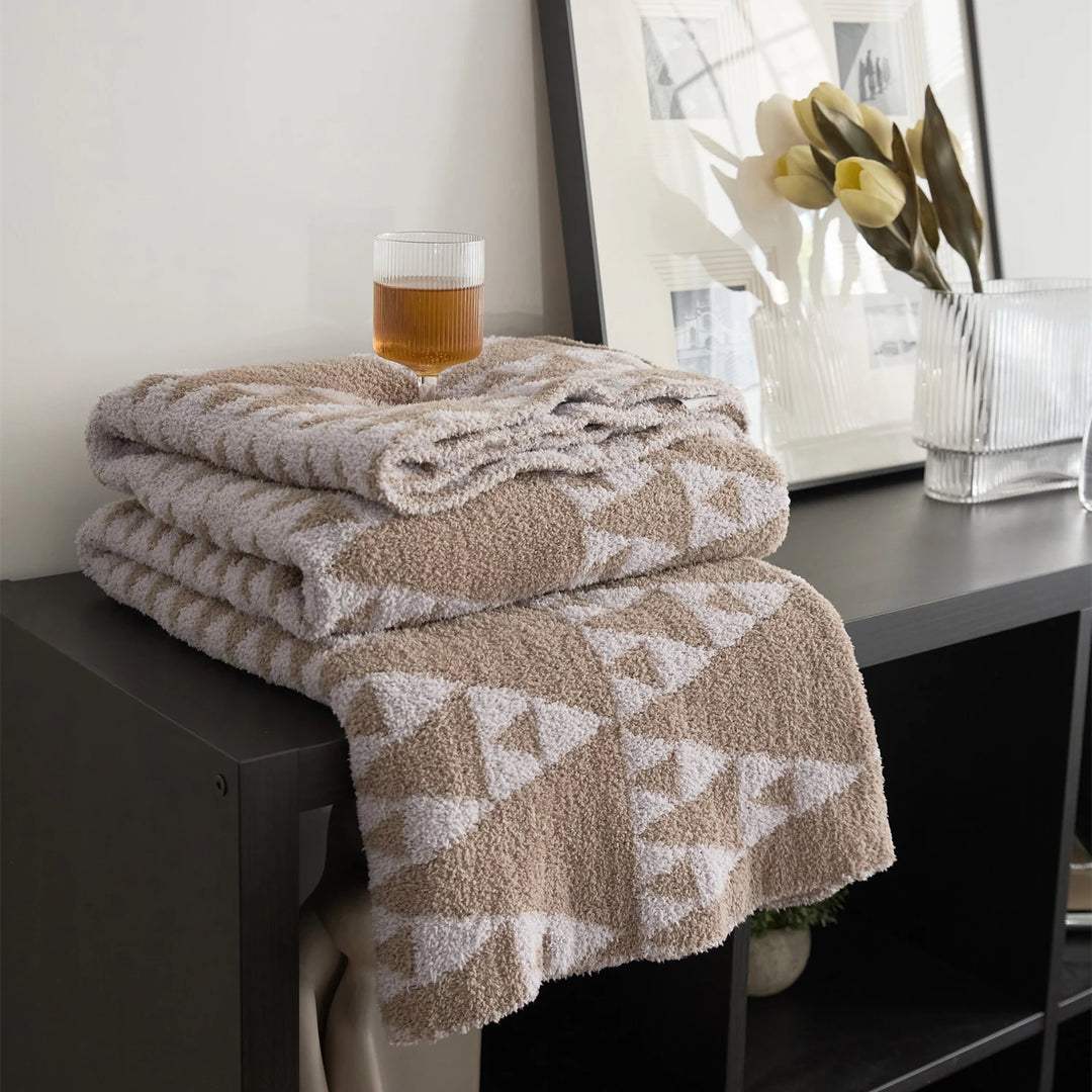 Brown & Lilac Triangle Blanket