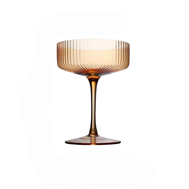 Ribbed Cocktail Goblet Glasses