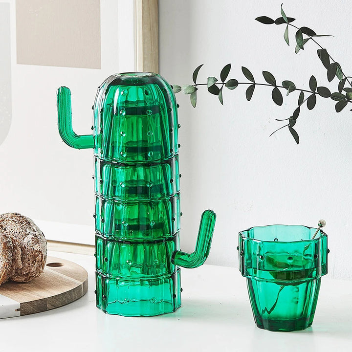 Green Cactus Glassware Set