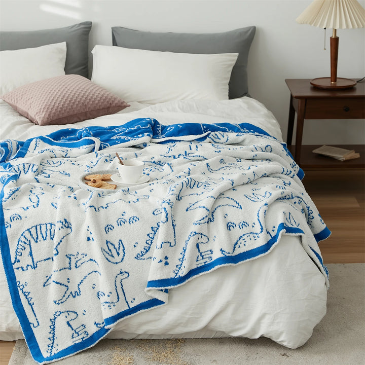 Dinosaur Cartoon Pattern Throw Blanket