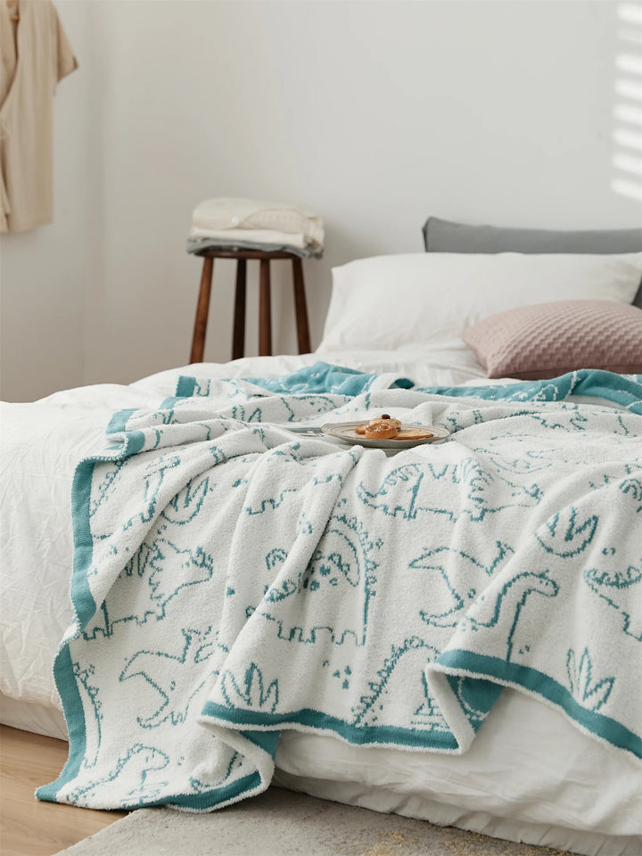 Dinosaur Cartoon Pattern Throw Blanket