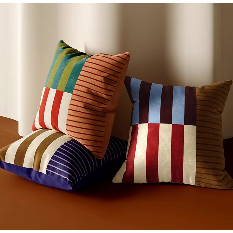 Retro Colorful Stripe Pillow Cases