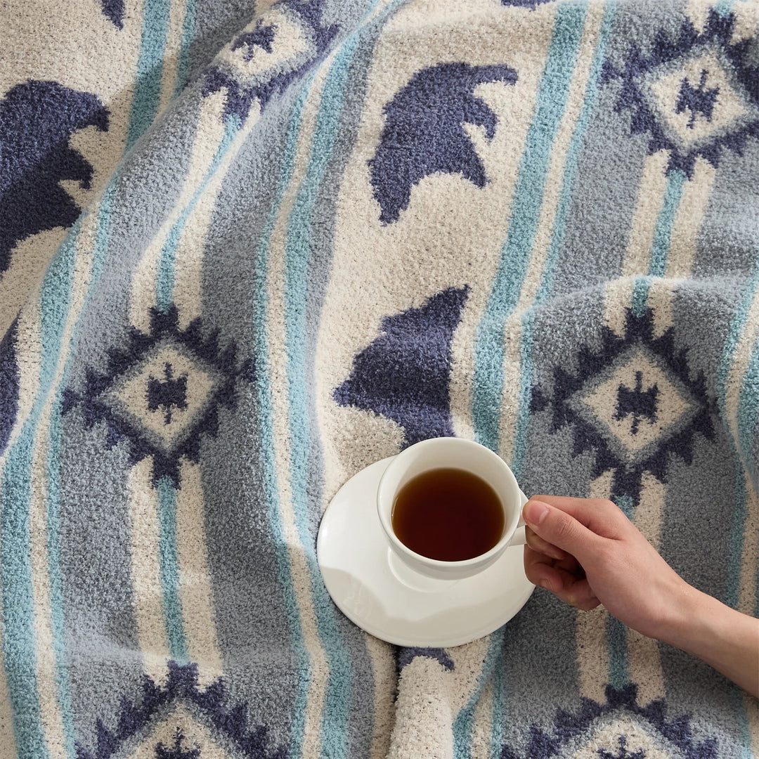 Ethnic Bear & Mountain Throw Blanket
