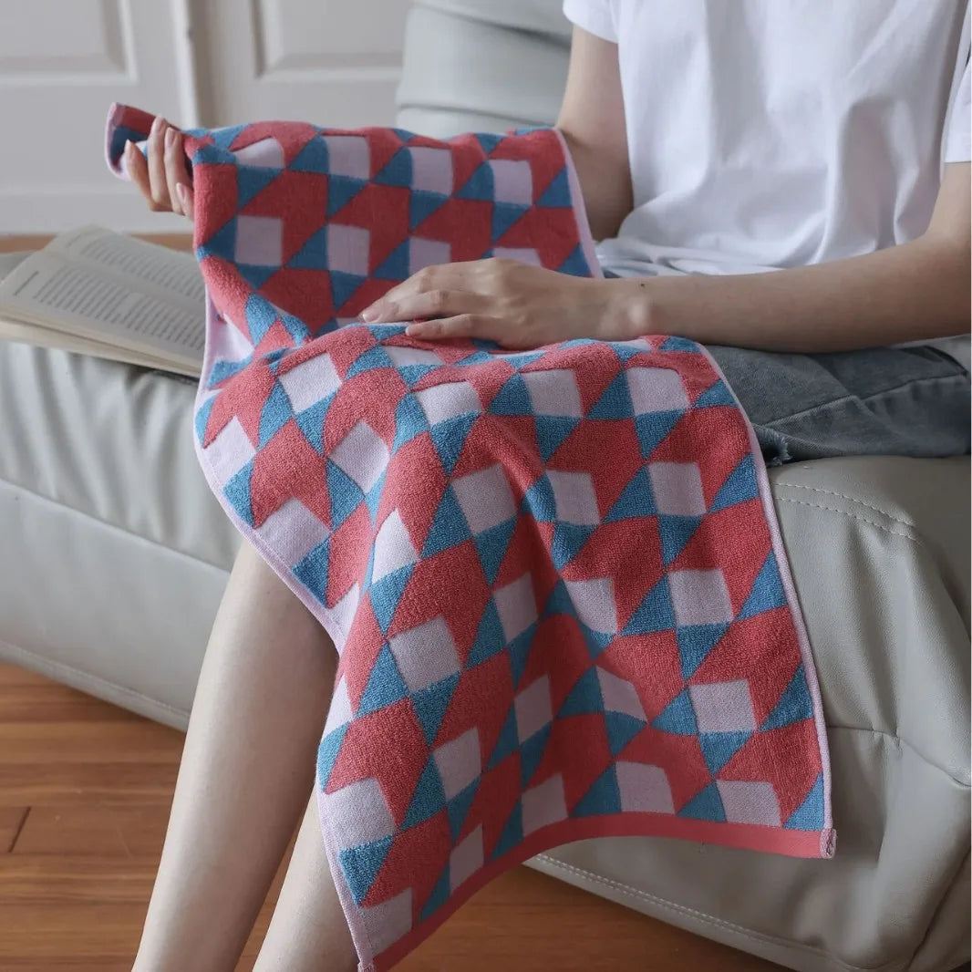 3D Cube Pattern Towels
