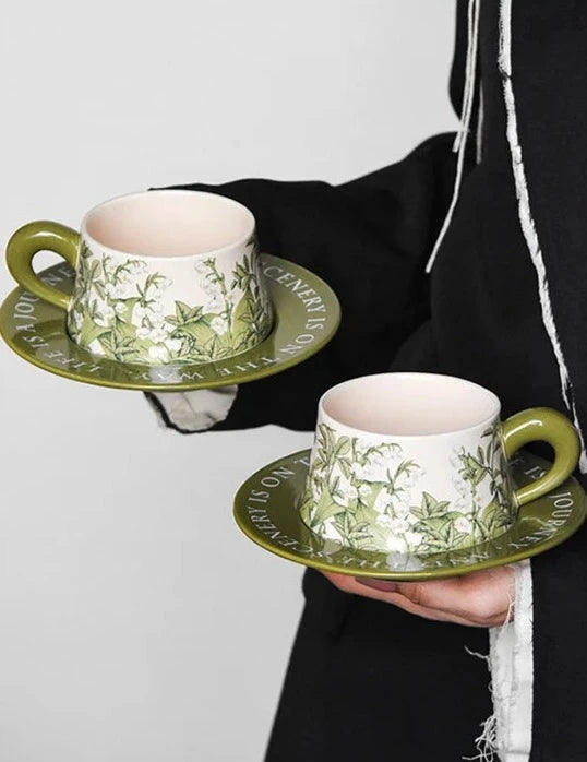 Green Message Mug and Saucer Set