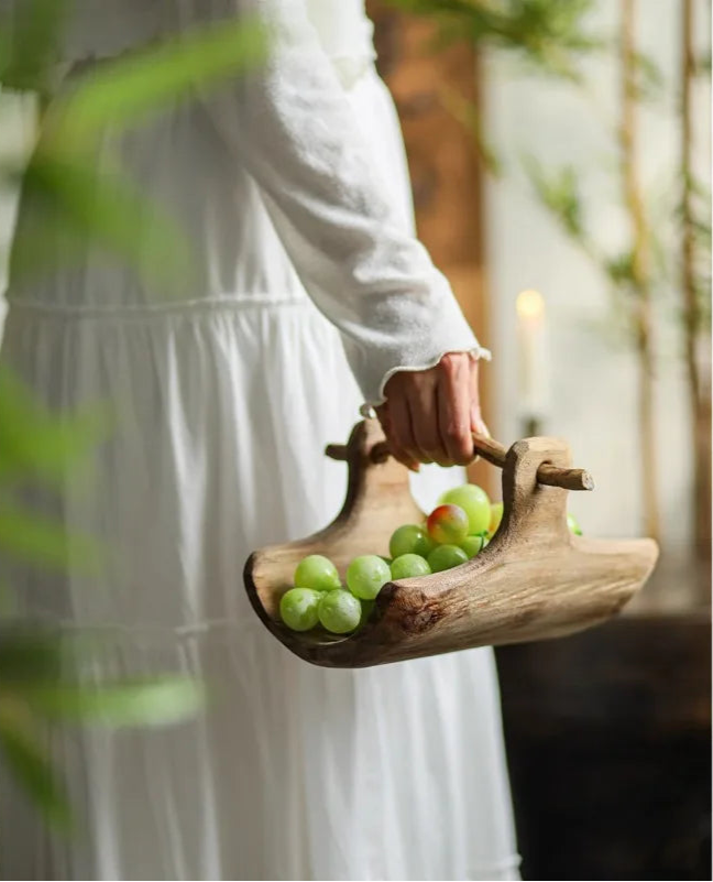 Wooden Basket-Style Tray