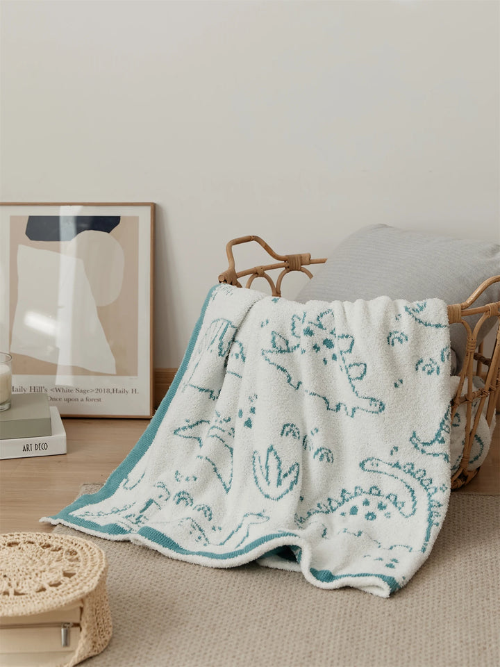 Dinosaur Cartoon Pattern Throw Blanket