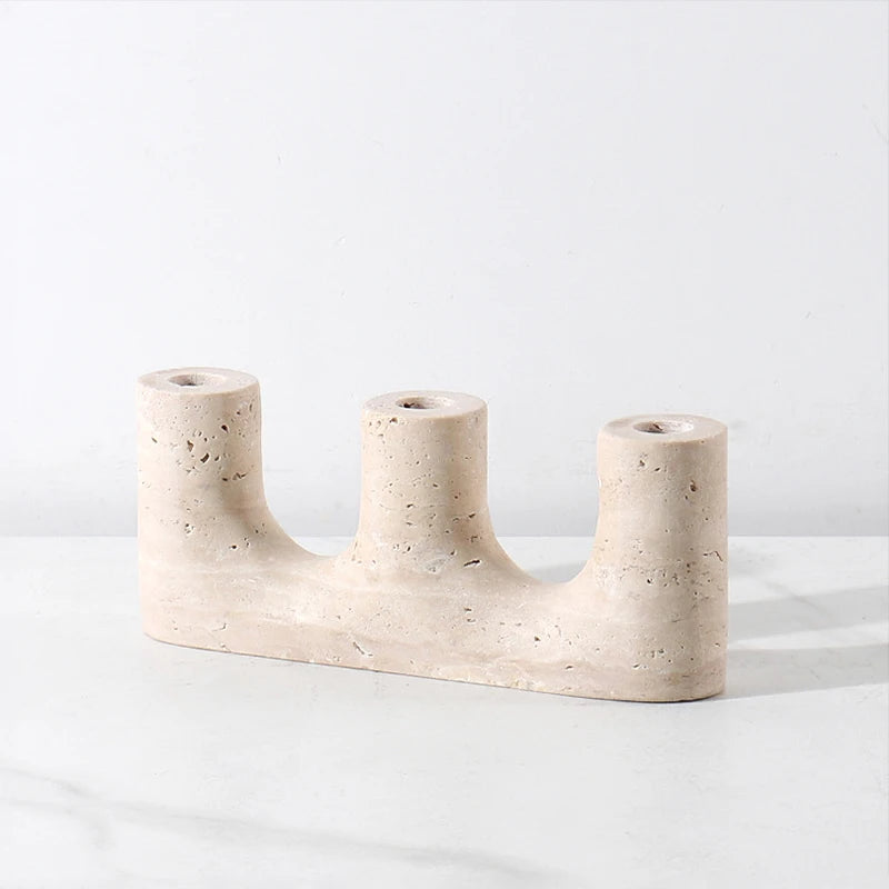 Marble Three-Taper Candle Holders