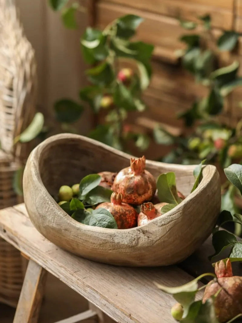 Wooden Ship-Shaped Fruit Bowl