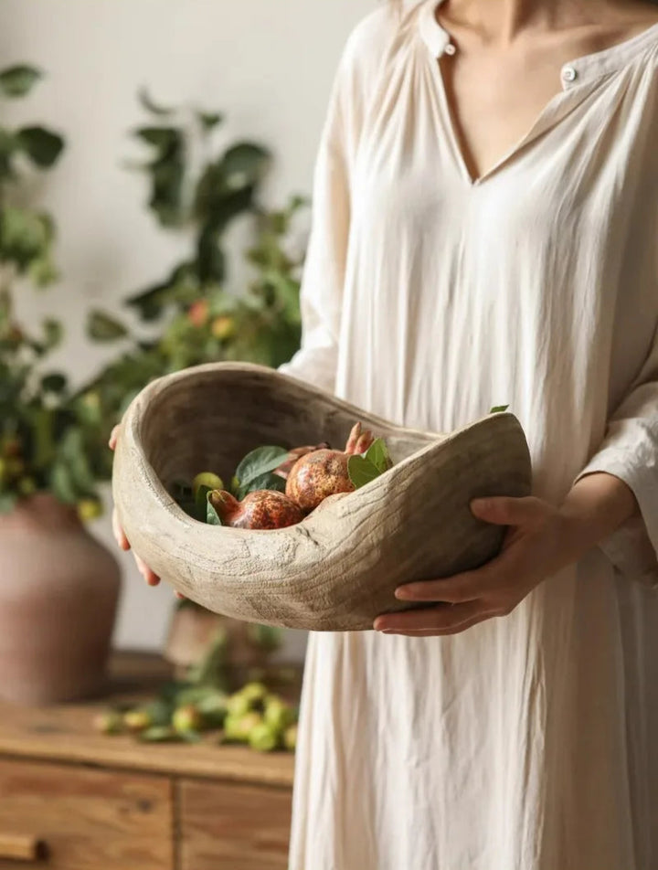 Wooden Ship-Shaped Fruit Bowl